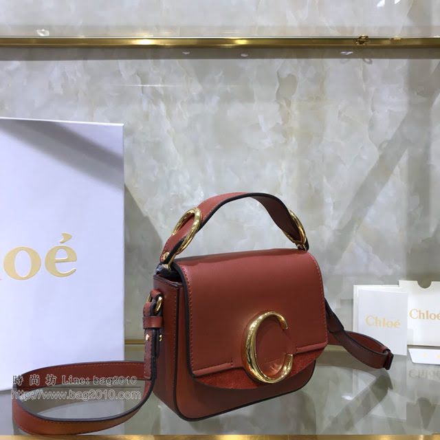 Chloe女包 克洛伊經典C bag小牛皮拼接麂皮包包 Chole手提肩背斜挎包  jjh1379